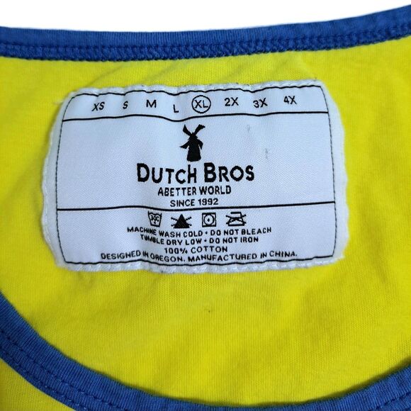 Dutch Bros Coffee Tank Top Mens Size XL Colorblock Red Yellow Blue - Picture 4 of 8